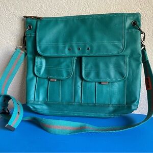 Parcel Teal Crossbody Messenger Bag with Adjustable Strap
